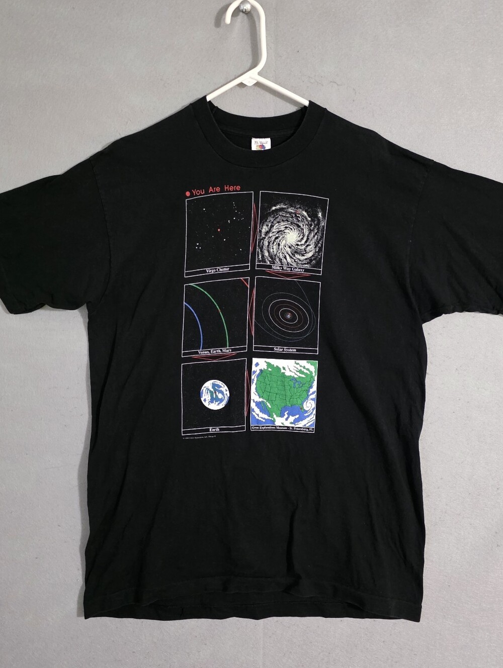 Vtg 90s Cotton Expressions You Are Here Great Exploration Museum T Shirt Size XL